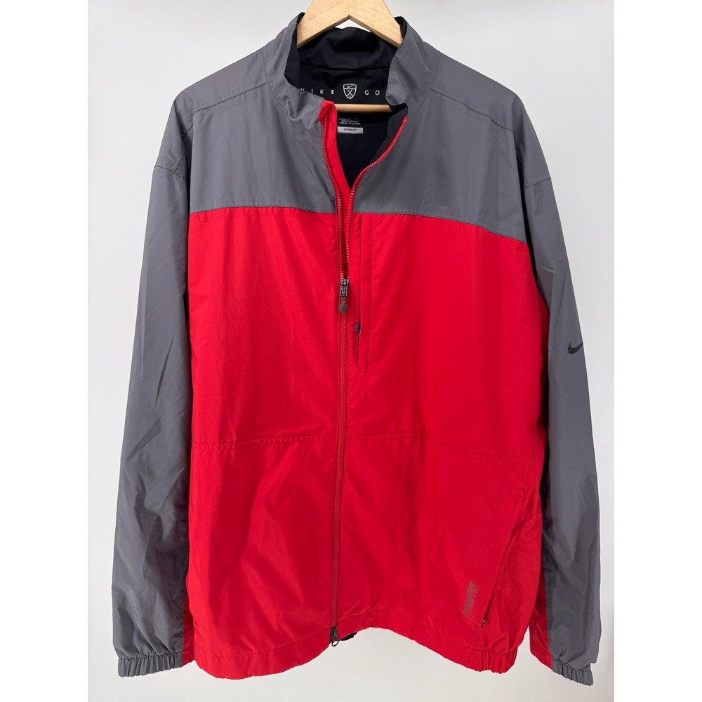 Nike Golf Storm Fit Jacket Mens XXL Red Gray Full Zip Windbreaker Gorpcore